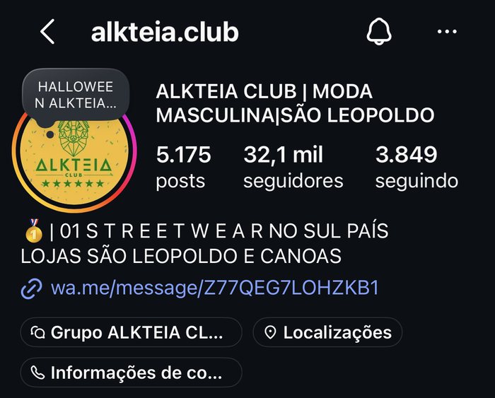 Perfil do Instagram da Alkteia Club, São Leopoldo, 32,1 mil seguidores
